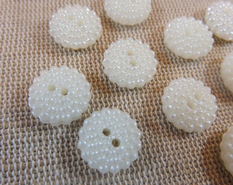 10 Boutons effet perlé moutonnée 12mm - ensemble de 10 boutons de couture layette
