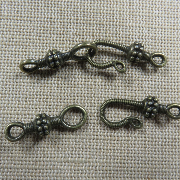 Fermoirs toggles bronze fleuri en métal, ensemble de 2 crochets à bascule, création bracelet collier DIY