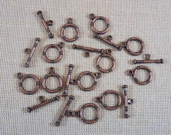 10 Fermoirs toggles cuivré style bouée en métal, ensemble de 10 fermoir à bascule, création bijoux bracelet DIY