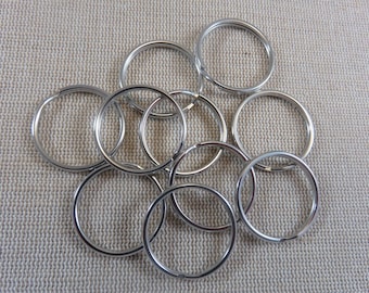 5 Anneaux porte-clés argenté rond 25mm en métal, ensemble de 5 anneau ouvert lisse, création bijoux DIY