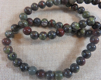 10 Dragon Blood Jasper Beads 6mm 8mm round gem, set of 10 stones, DIY jewelry creation