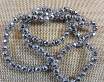 10 Perles Hématite facetté argenté 4mm 6mm 8mm, ensemble de 10 perles, fabrication bijoux DIY