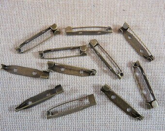 31x6mm metal bronze pin brackets - set of 10 or 20 2-hole pin holder