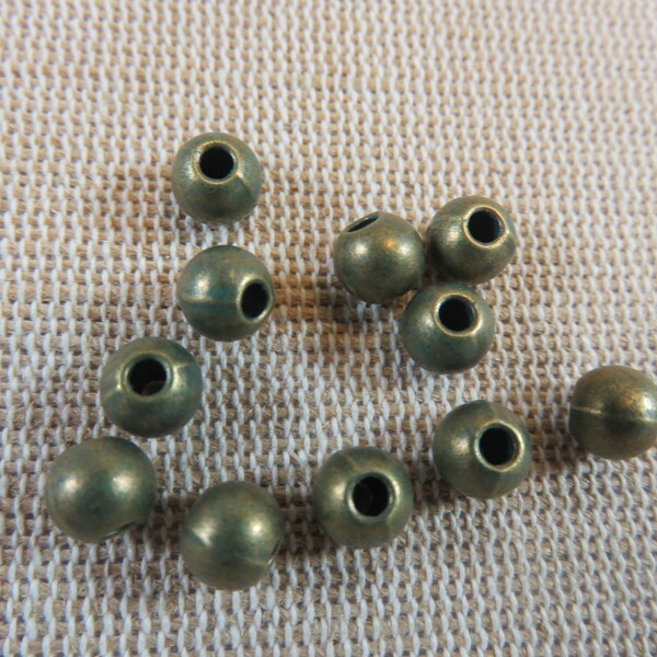 15 Perles ronde métal bronze 6mm - ensemble de 15 perles intercalaire pour fabrication bijoux