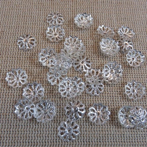 10 Coupelles fleur 10mm pour perle, argenté / bronze ensemble de 10 calotte style antique apprêt pour perles bijoux image 9