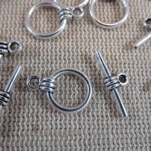 10 Fermoirs Toggles métal argent vieilli ensemble de 10 fermoirs style antique création bracelet collier modèle 2