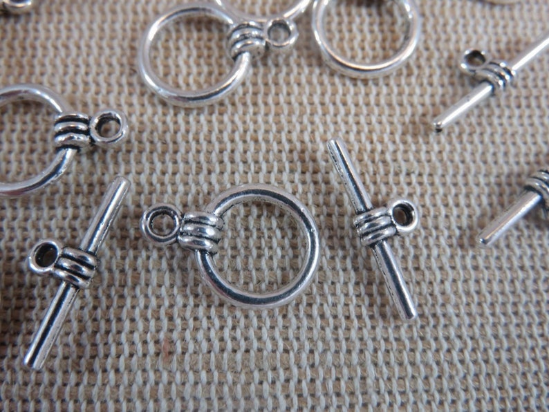 10 Antique silver metal Toggles clasps set of 10 antique style clasps creation bracelet necklace modèle 2