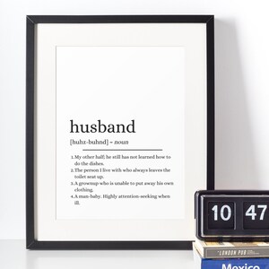 Lustige Ehemann Definition Druck - Hochzeit - Wandkunst - Hochzeitskarte - Jahrestag - Jahrestagskarte - Valentinstag - JPG - PDF