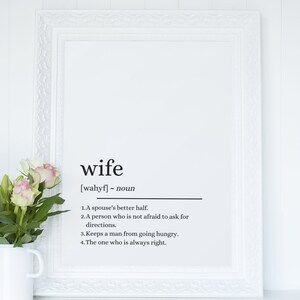 Lustige Frau Definition Druck - Hochzeit - Wandkunst - Hochzeitskarte - Jahrestag - Jahrestagskarte - Valentinstag - JPG - PDF
