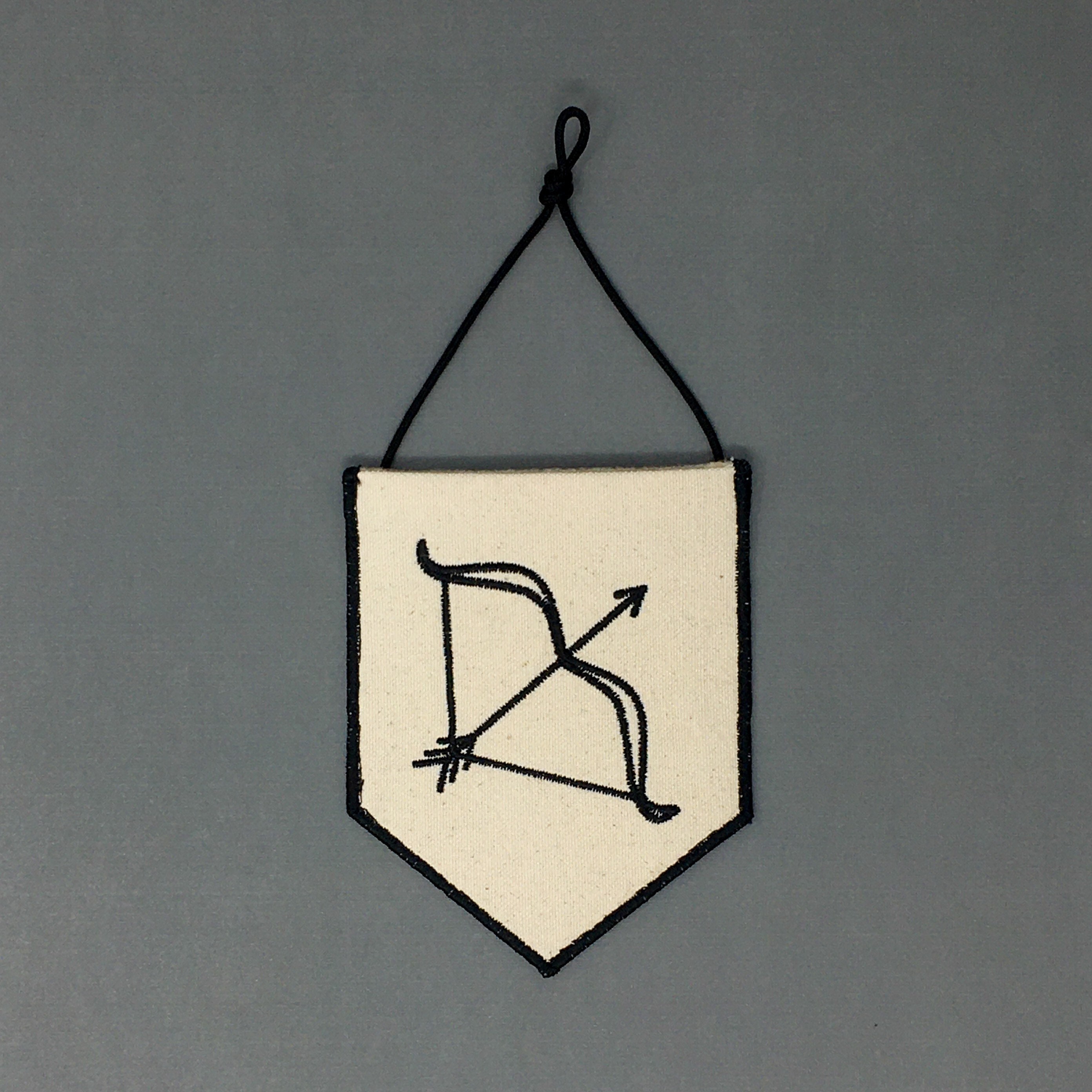 Minimalist Bow And Arrow Tattoo Embroidered Small Wall Banner Etsy