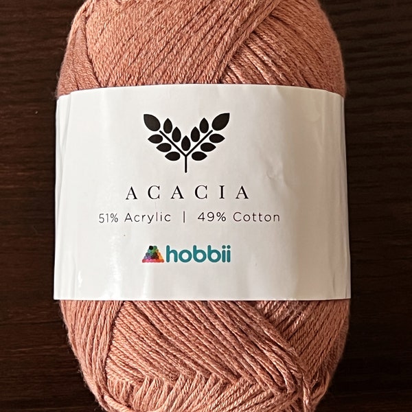 Hobbii Acacia yarn, DK weight acrylic cotton blend, Pastel ginger #17 color, Knit and crochet gift, Destashed yarn, Spring Summer wearables