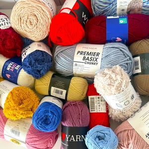 Yarn mystery bag with variety of fibers weights and colors, Choice of yarn amount, Destash yarns, Craft knit crochet gift, DIY project