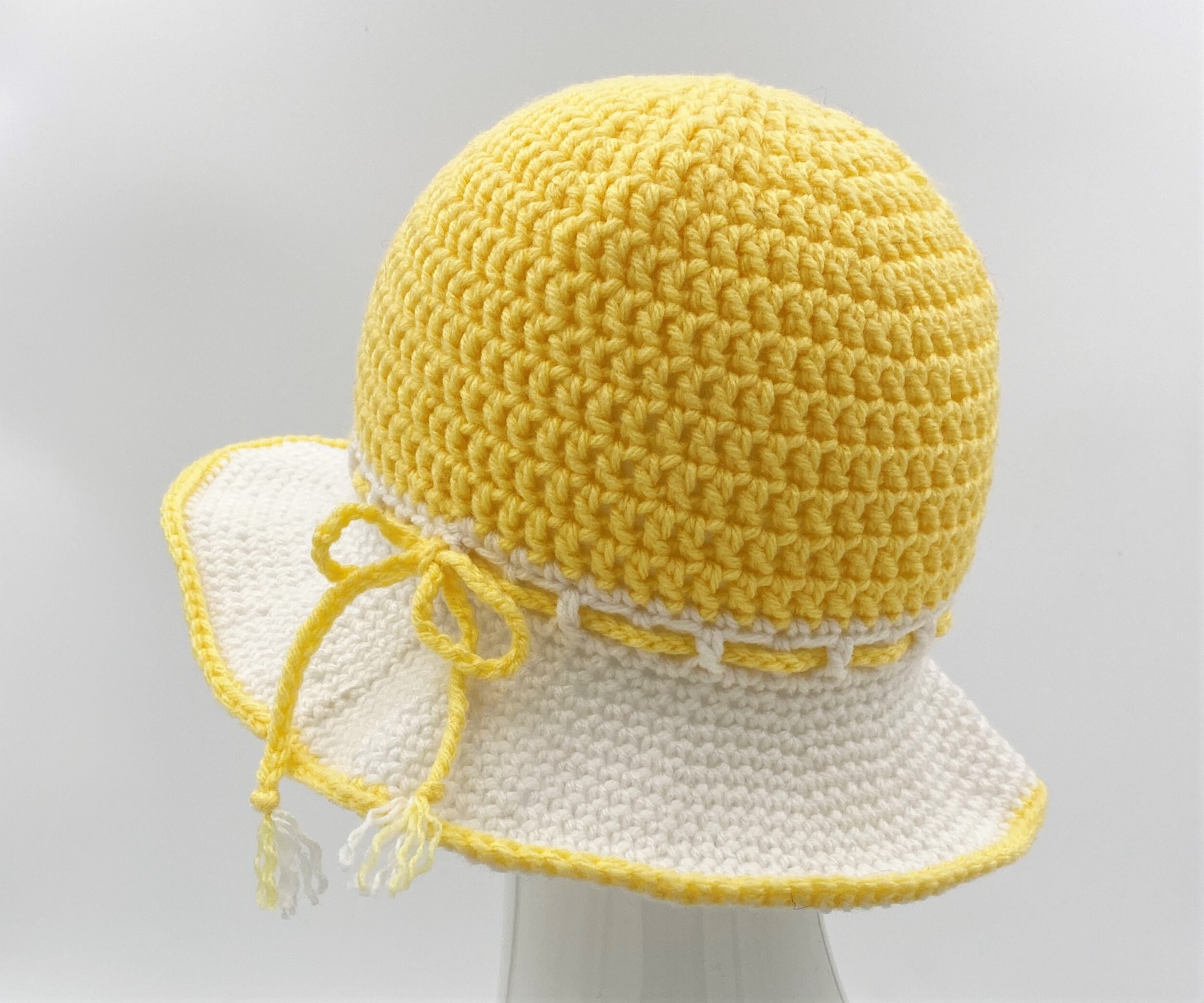 Yellow crochet bucket hat Wide brim crocheted sun hat | Etsy