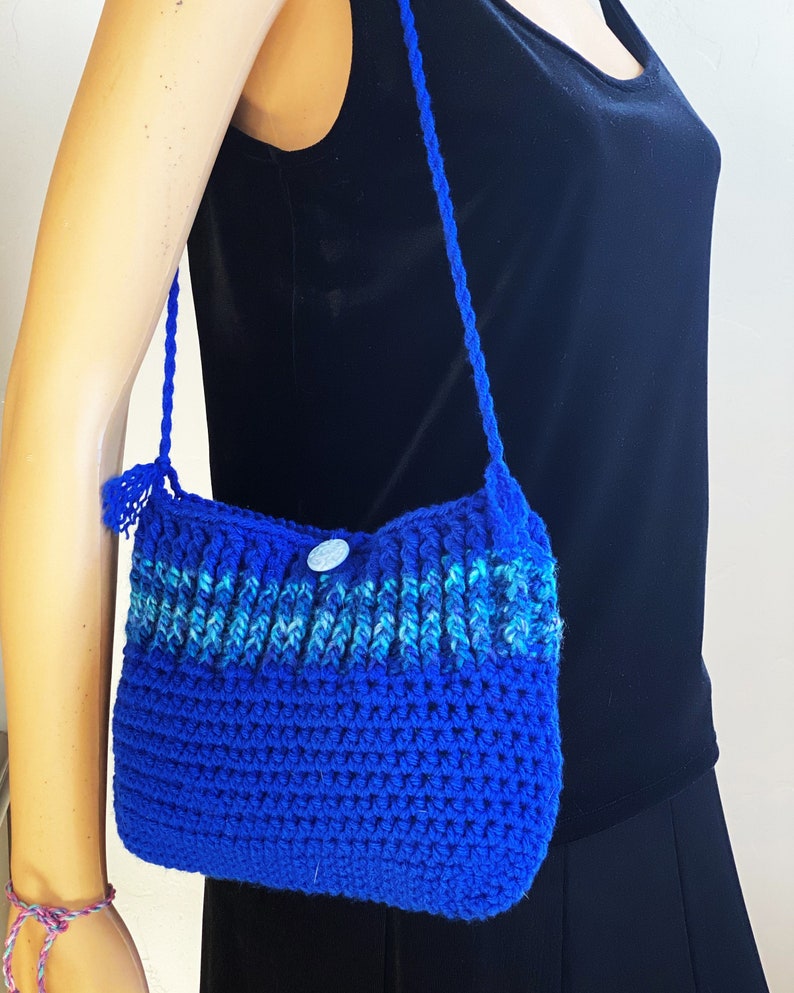 Summer accessory, Royal blue crochet purse Handmade womens acrylic handbag Birthday gift for her Boho shoulder bag