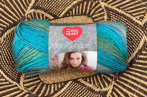 Red Heart Unforgettable Tidal Yarn, Blue Green Acrylic Worsted Roving Yarn  270 Yds, Clothing Afghan and Accessory Yarn, Gift for Knitter, 