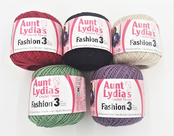 Aunt Lydias Crochet Thread Size 3, New Choice of Colors