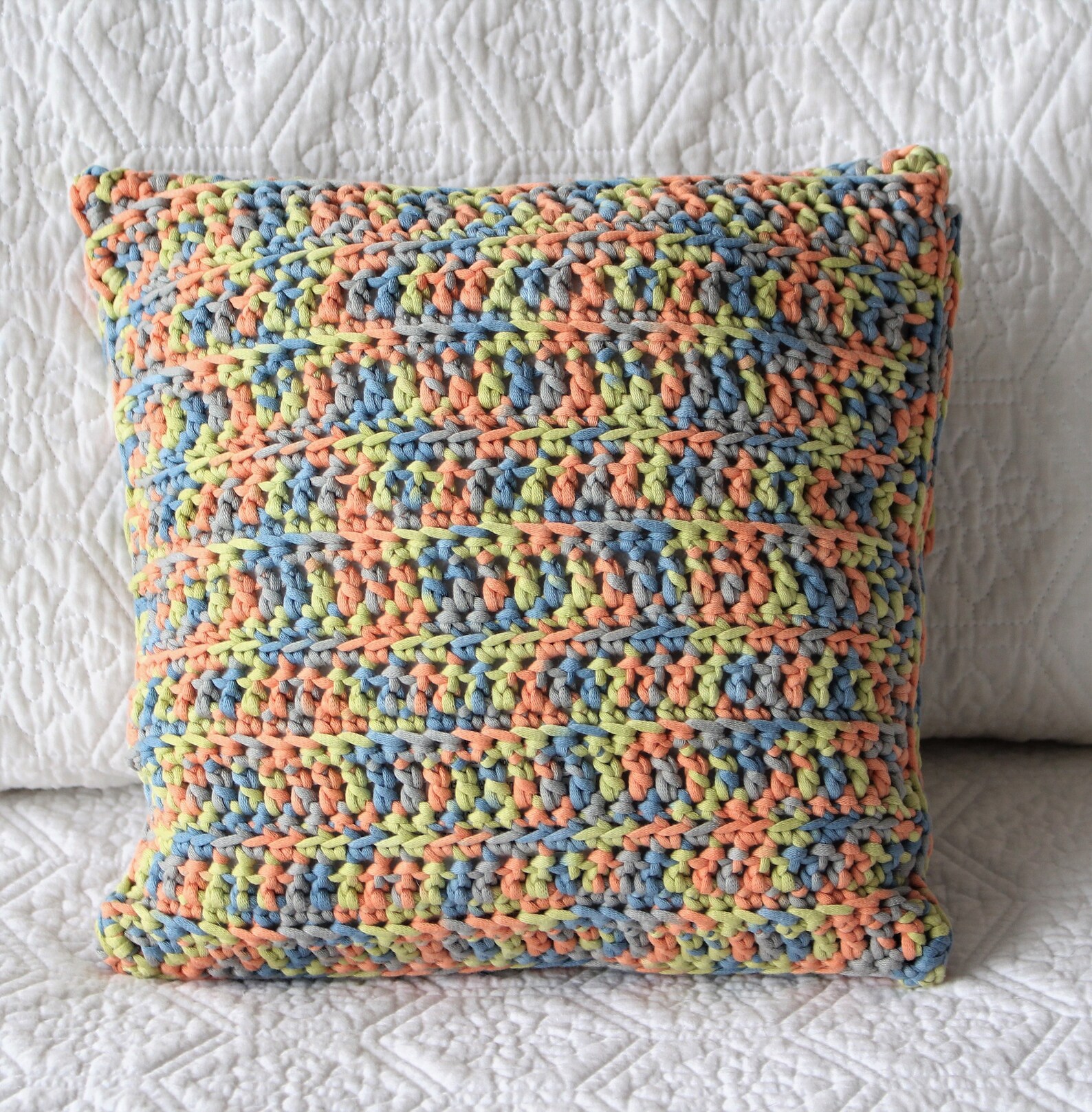 Crochet pillow cover pink blue green Handmade envelope style Etsy