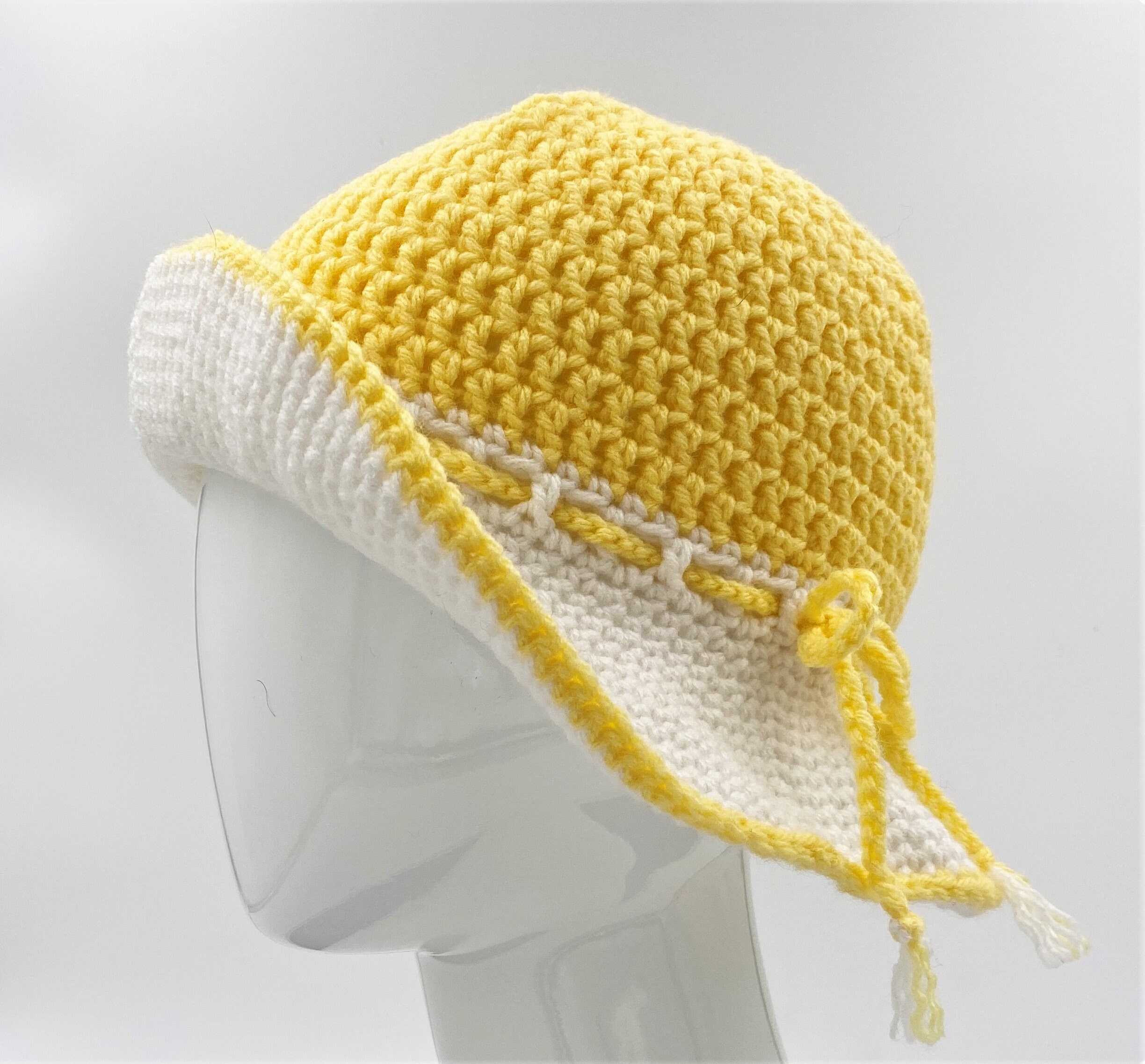 Yellow crochet bucket hat Wide brim crocheted sun hat | Etsy