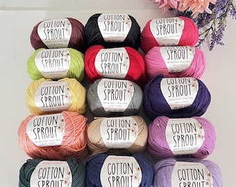 Premier Cotton Sprout yarn, Destash DK weight 230 yards in multiple colors, Spring summer clothing and accessory projects, Knit crochet gift