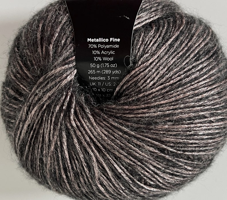 Hobbii Metallico Fine yarn, Choice of 4 colors, Shiny elegant sport weight 2 yarn, knitting or crochet yarn gift, Polyamide wool acrylic image 9