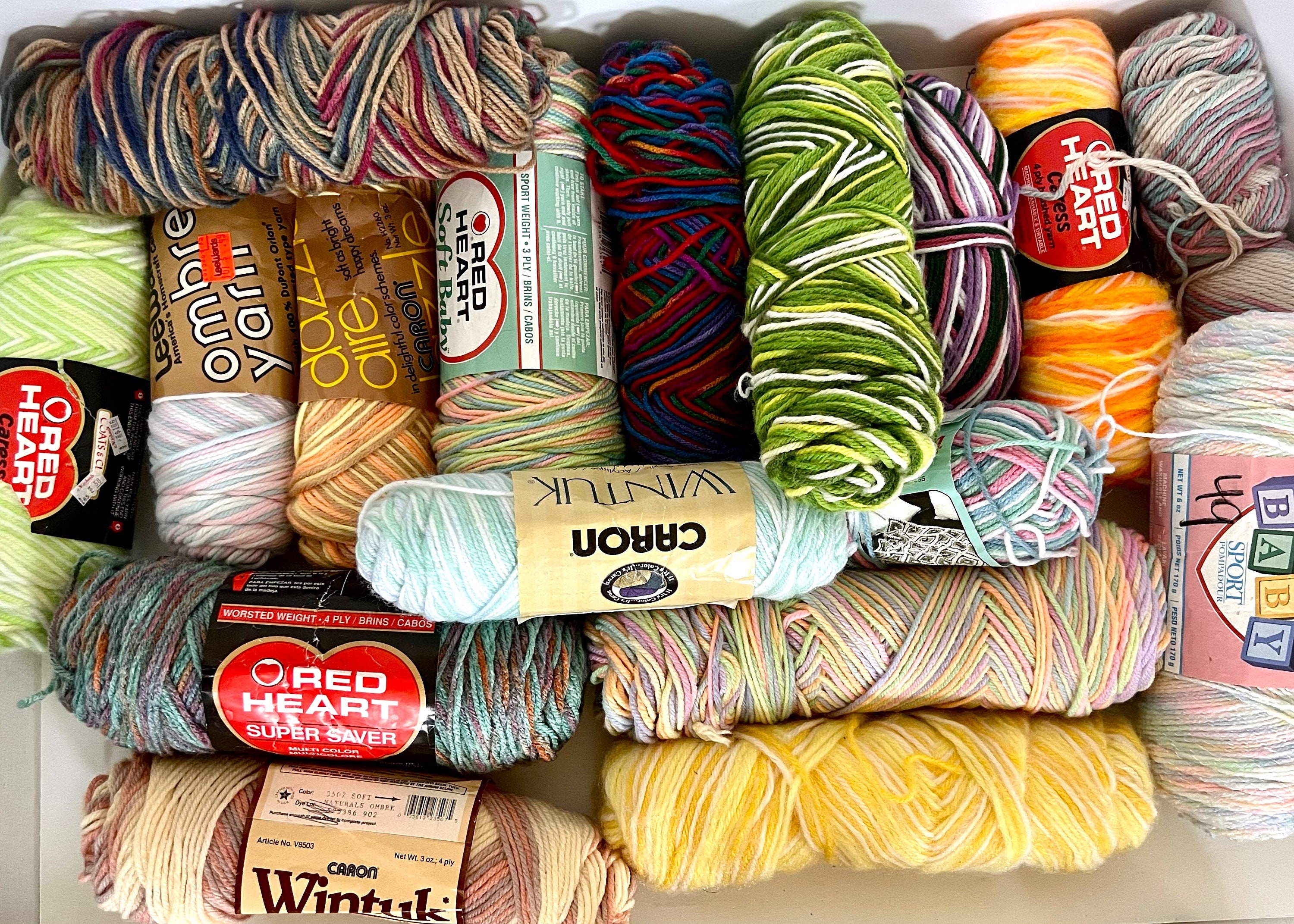 Yarn Collection Box Mystery Yarn Box, Variety of Fibers Weights and Colors, Surprise Grab ...