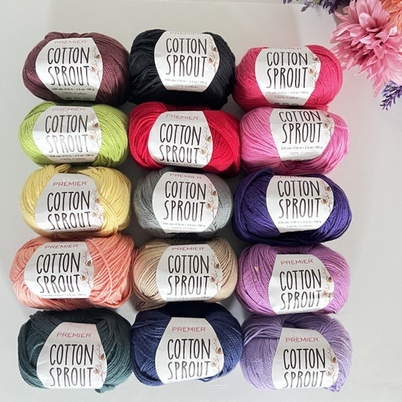 Purple > Lavender - Premier Yarns Cotton Sprout Worsted Solid Yarn: A