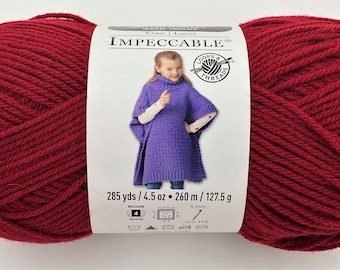 Impeccable yarn by Loops & Threads, 1 skein of Claret remains, Destash classic worsted large yardage yarn, Gift for knitter crochet crafter