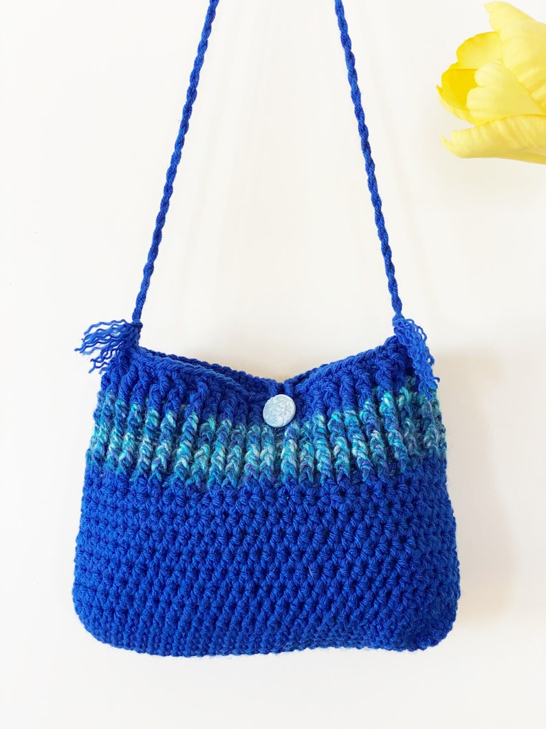 Summer accessory, Royal blue crochet purse Handmade womens acrylic handbag Birthday gift for her Boho shoulder bag