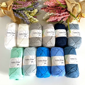 Hobbii Cotton Kings 8/4 fingering yarn, Choice of colors, Super fine yarn for amigurumi socks shawls and home decor projects, Destash yarn