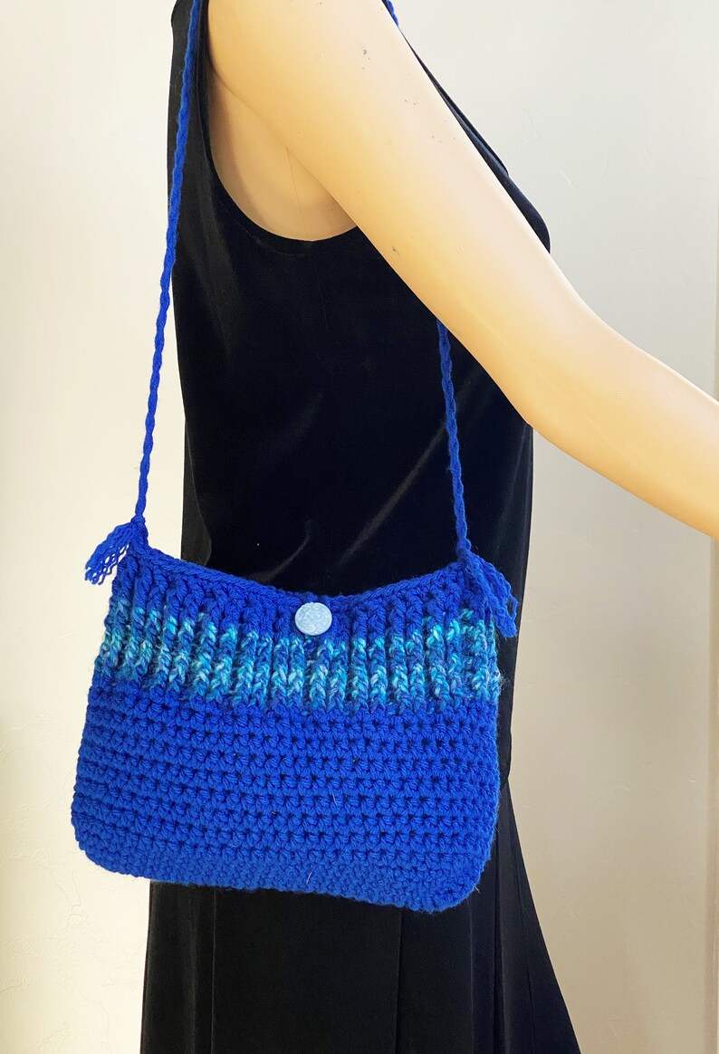 Summer accessory, Royal blue crochet purse Handmade womens acrylic handbag Birthday gift for her Boho shoulder bag