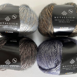 Hobbii Metallico Fine yarn, Choice of 4 colors, Shiny elegant sport weight 2 yarn, knitting or crochet yarn gift, Polyamide wool acrylic image 10