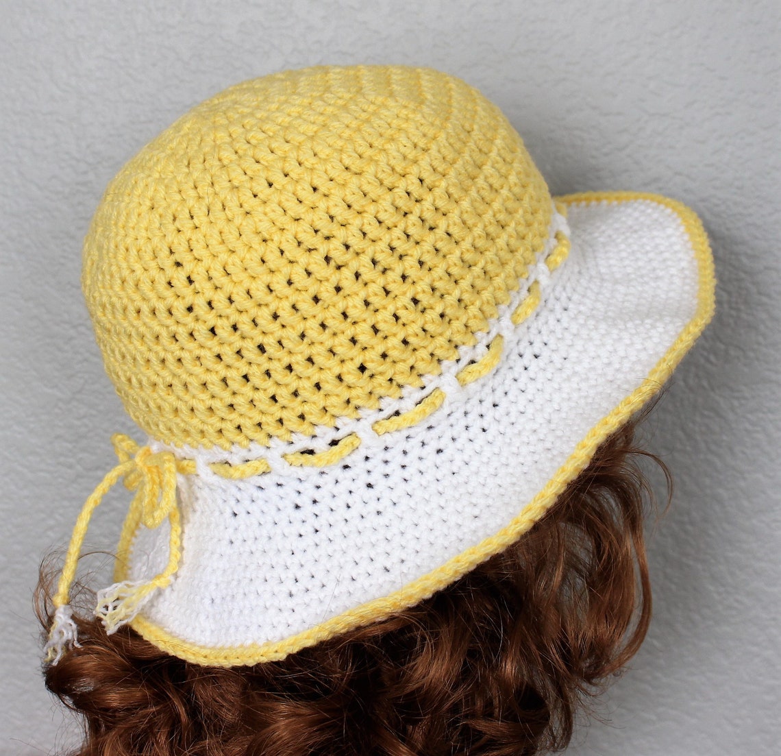 Yellow crochet bucket hat Wide brim crocheted sun hat | Etsy