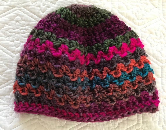 Crochet Beanie Hat Jewel Color Chunky Beanie Warm Fall Accessory Stylish Crochet Hat Unisex Gift Birthday Gift - 