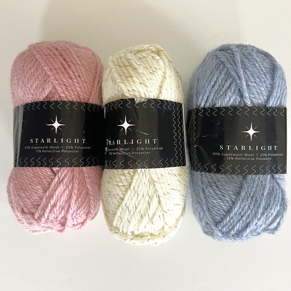 Hobbii Starlight wool reflective yarn, 3 colors available of worsted weight 70 yards 50 grams per skein, Knit and crochet gift or supply