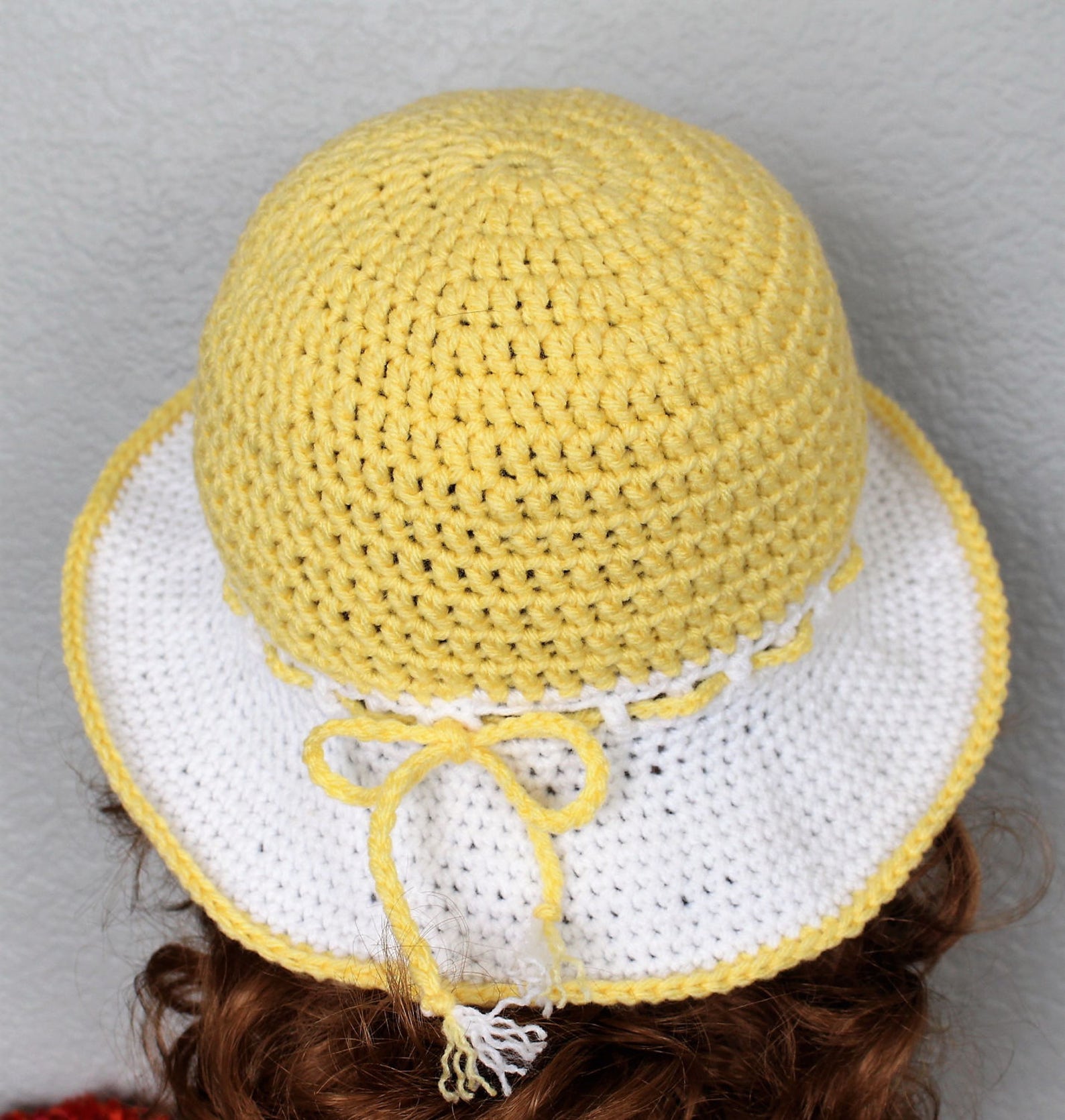 Yellow crochet bucket hat Wide brim crocheted sun hat Etsy