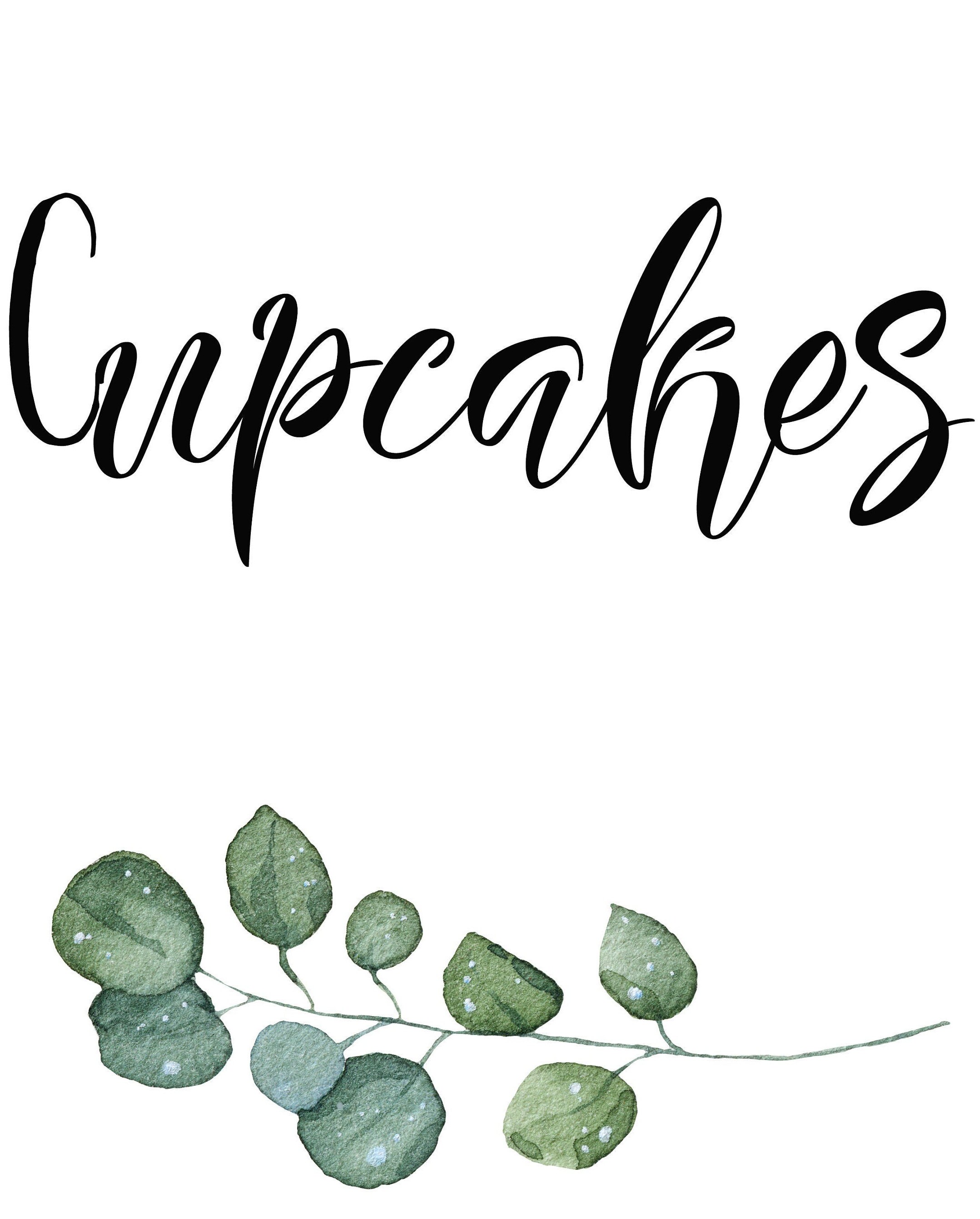 Cupcake Sign Greenery Wedding Sign Wedding Cupcake Sign Etsy