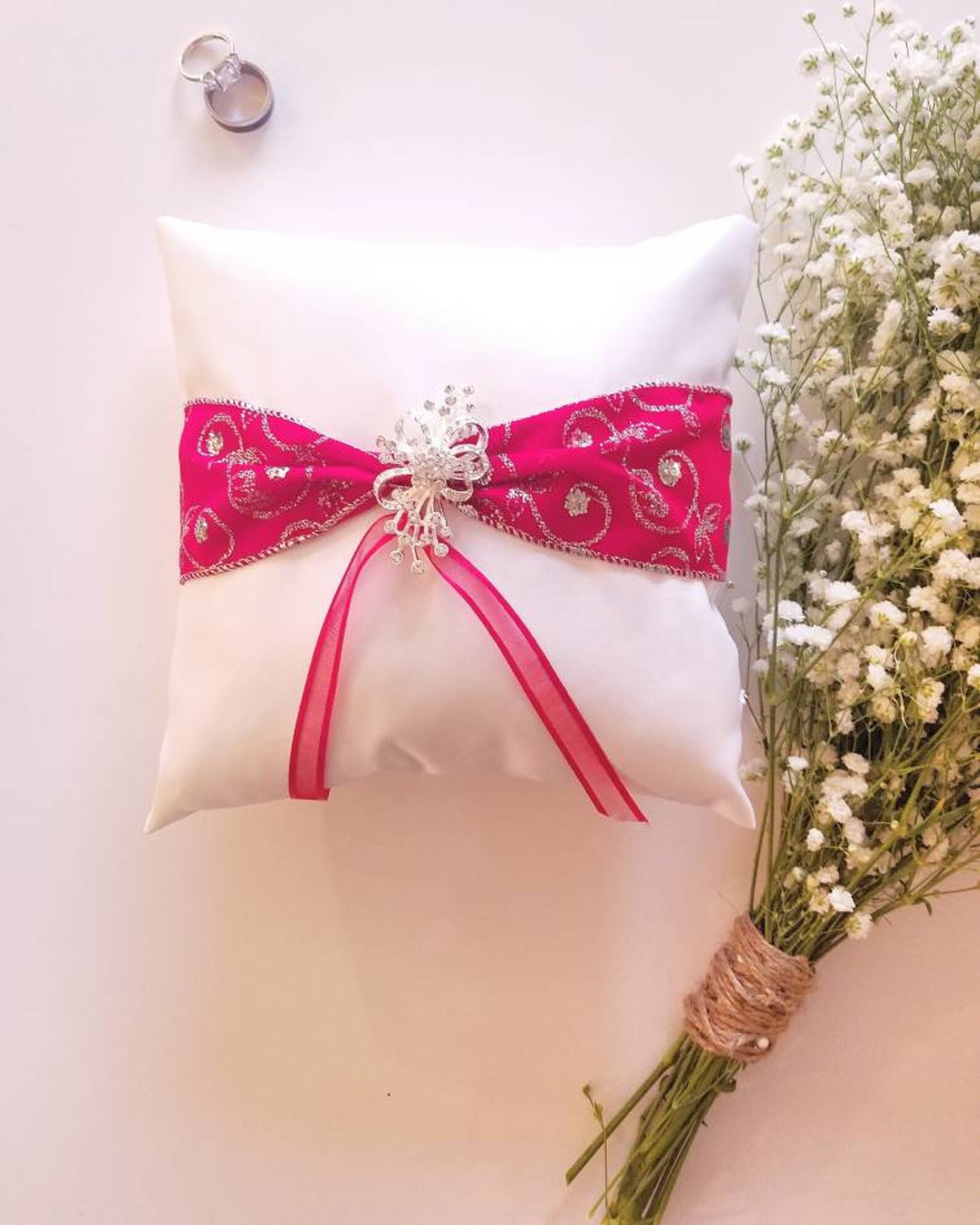Satin and Ribbon Ring Bearer Pillow Wedding Pillow Red and Etsy