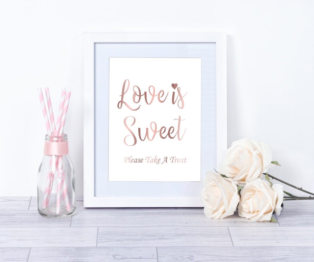 Love is Sweet Sign, Love is Sweet Bridal Sign, Rose Gold Bridal Shower ...