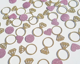 Glitter Diamond Ring Confetti: Bridal Shower & Bachelorette Party Decor (50pc)
