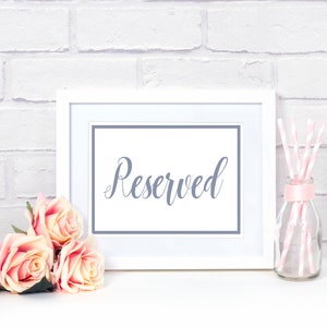 Reserved Signs for Wedding, Wedding Reserved Sign, Wedding Ceremony Signs, Reserved Wedding Sign, Instant Download, Blue Wedding Sign