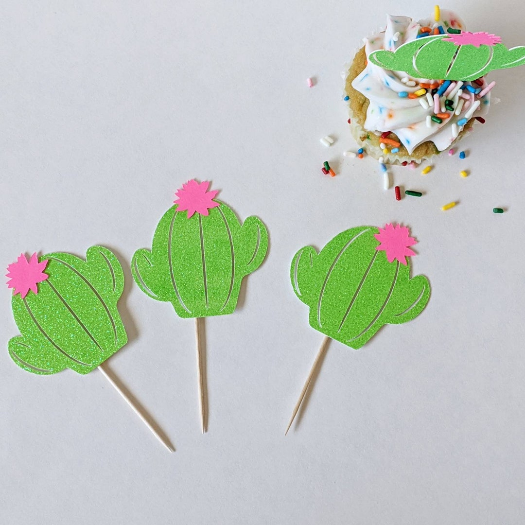 Cactus Cupcake Topper Cactus Theme Baby Shower Birthday Etsy