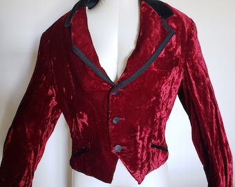 Vintage 1960's Red Crushed Velvet Tuxedo Jacket