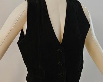 gilet vintage en daim noir