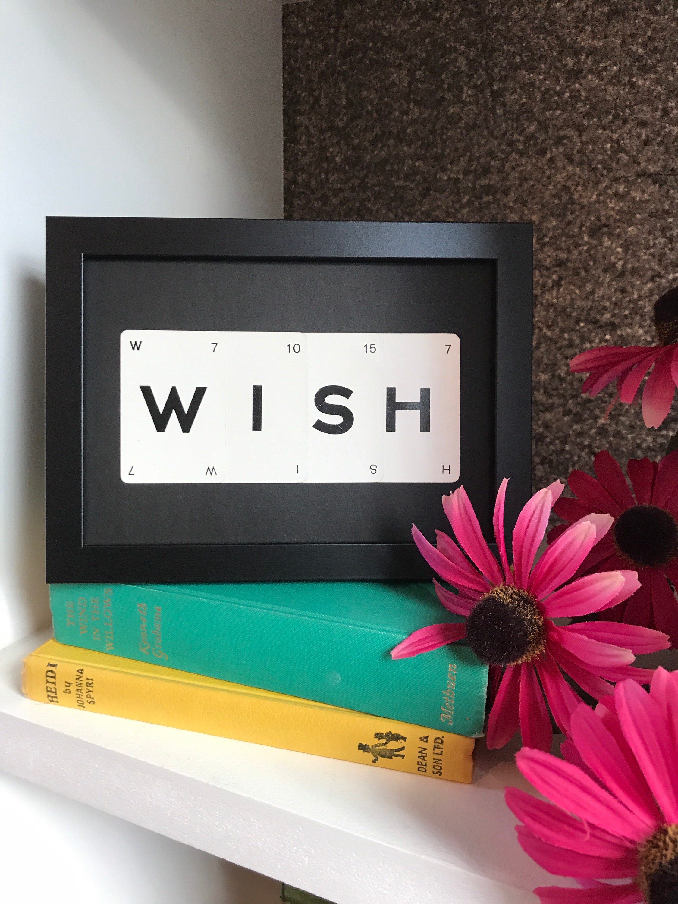 Wish wall art Framed Words made with Vintage Letter cards Etsy