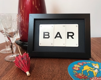 Vintage style Bar sign, Hand made with Vintage Game cards, Great for a retro bar