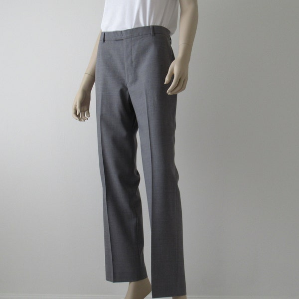 1990s Vintage Menswear Gray Wool Trousers, J Crew Suiting Dress Pants, 31 X 30