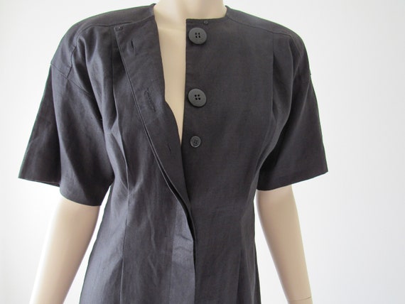 1980s Vintage Liz Claiborne Dress, Black Linen, P… - image 9