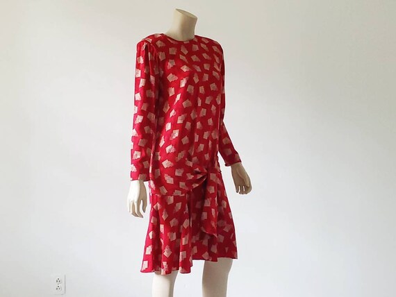 1980s Vintage Liz Claiborne Dress, Red Silk Dress… - image 4