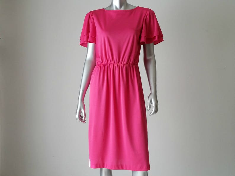 pink flutter sleeve dress