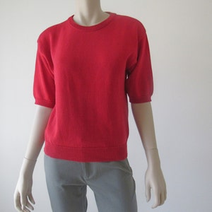 80s Calvin Klein Red Cotton Sweater - Short Sleeve Crewneck